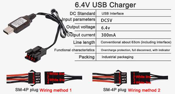 LinParts.com - 6.4V USB Charger [SM-4P plug]