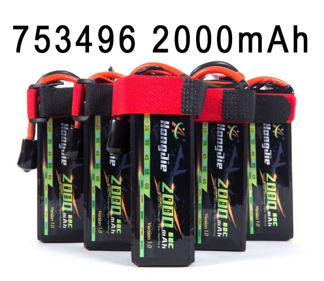 LinParts.com - 753496 7.4V/11.1V/14.8V/18.5V/22.2V 2000mAh High magnification polymer lithium battery 2S/3S/4S/5S/6S