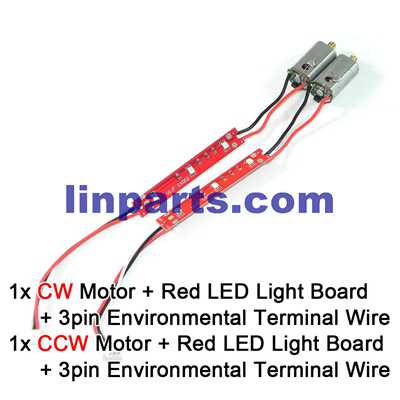 LinParts.com - Cheerson CX-35 RC Quadcopter Spare Parts: 2pcs Motor + 2pcs Red LED Light Board + 2pcs 3pin Environmental Terminal Wire