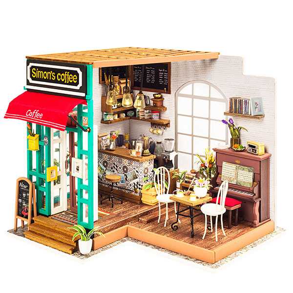 LinParts.com - Miniature Model Coffee Shop [Simon’s Coffee House] Rolife Doll house Wooden Room Kit