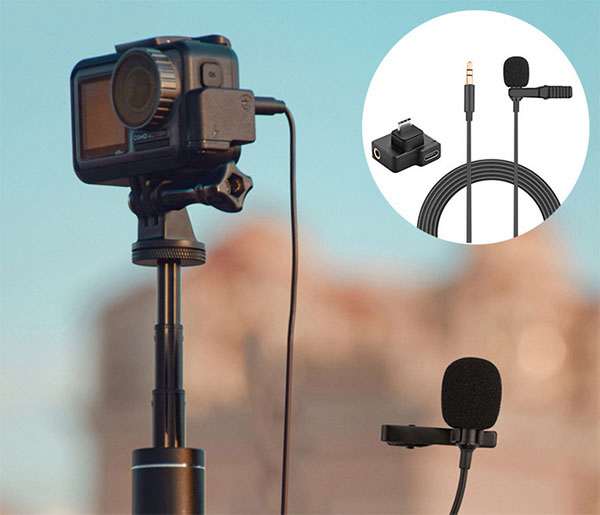 LinParts.com - Gopro HERO8 Black Camera spare parts: Lavalier recording microphone+Audio adapter