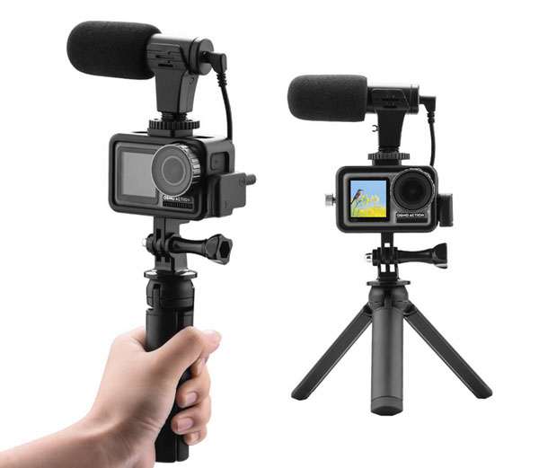 LinParts.com - DJI Osmo Action spare parts: Camera frame+Tripod+Audio adapter+Microphone+3.5mm cable