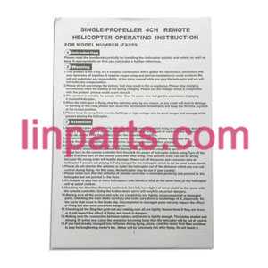 Feixuan Fei Lun RC Helicopter FX059 Spare Parts: English manual book