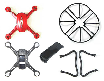 LinParts.com - Holy Stone F181 F181C F181W RC Quadcopter Spare Parts: Upper cover (Red)+Lower cover+Battery cover+Protection frame (Black)+Undercarriage