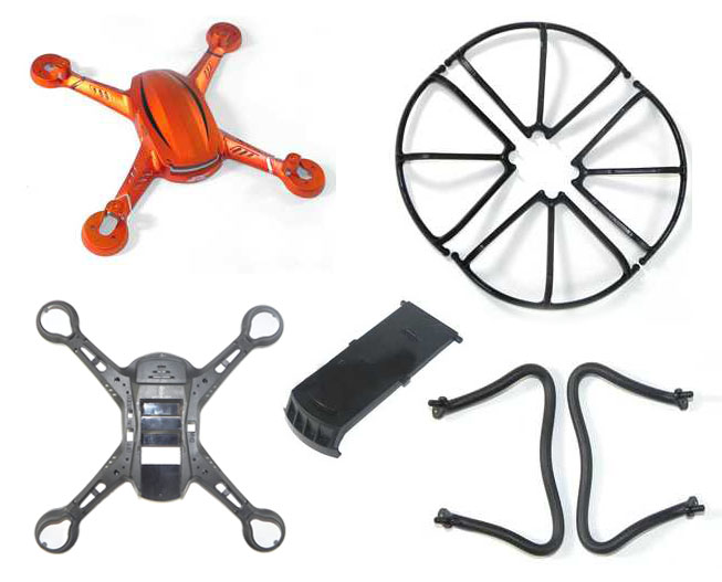 LinParts.com - Holy Stone F181 F181C F181W RC Quadcopter Spare Parts: Upper cover (orange)+Lower cover+Battery cover+Protection frame (Black)+Undercarriage