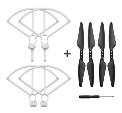 LinParts.com - Hubsan Zino Pro RC Drone Spare Parts: With raised tripod Protective frame White + Foldable Propeller Props Blades Set Black
