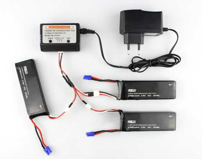 LinParts.com - Hubsan X4 FPV Brushless H501C RC Quadcopter Spare Parts: 3pcs Battery 7.4V 2700mAh + 1 To 3 Charging Cable + Charger + Charger box