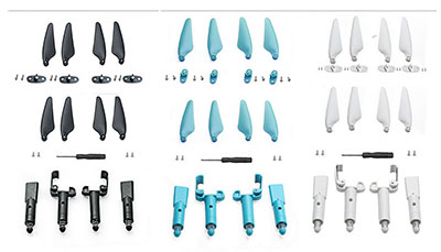 LinParts.com - Hubsan Zino Pro RC Drone spare parts: Propeller + heightening spring tripod 3 colors 3set[Black+White+Blue]
