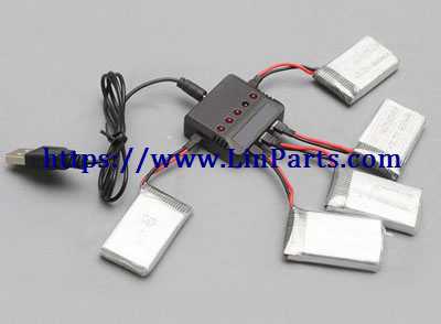 LinParts.com - JJRC H43WH RC Quadcopter Spare Parts: 5PCS 3.7V 500MAH Lipo Battery + 5 in 1 Charger Charging Set