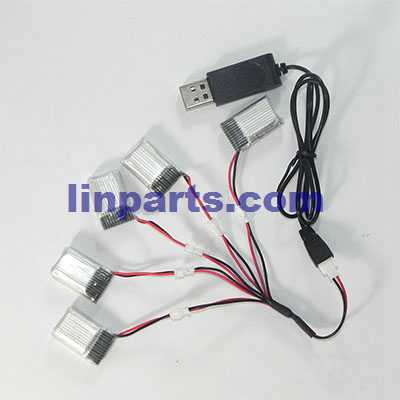 LinParts.com - JJRC H20 Nano Hexacopter 2.4G 4CH 6Axis Headless Mode RTF Spare Parts: USB charger wire + 1 charging 5 wire + 5pcs Battery 3.7V 150mAh