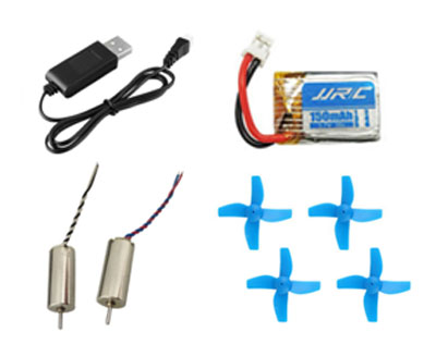 LinParts.com - JJRC H36F RC Quadcopter Spare Parts: USB charger wire + Battery 3.7V 150mAh + Main motor set + Main blades