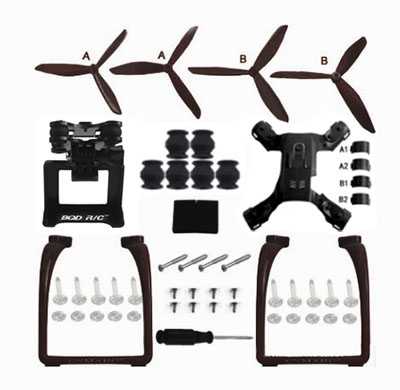 LinParts.com - MJX Bugs 2 WiFi Brushless Drone Spare Parts: Upgraded version Upgrade portable stand + triangular Blades set + PTZ + Lower board（Black）