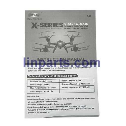 LinParts.com - MJX X500 2.4G 6 Axis 3D Roll FPV Quadcopter Real-time Transmission Spare Parts: Manual book