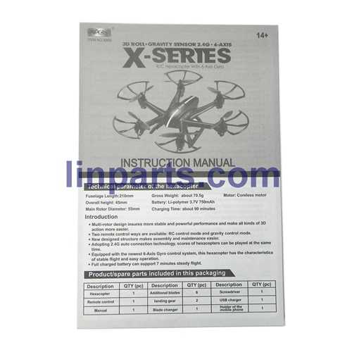 LinParts.com - MJX X800 2.4G Remote Control Hexacopter 6 Axis Gyro 3D Roll Stumbling UFO Spare Parts: Manual book