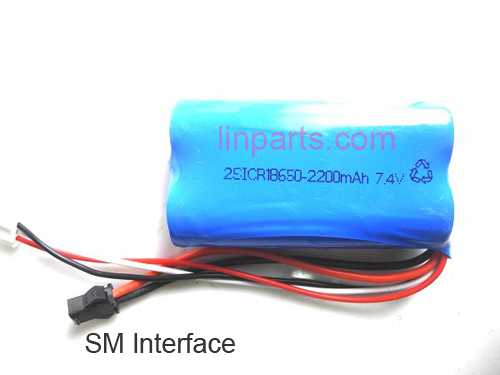 LinParts.com - FQ777-777/777D Spare Parts: New Battery 7.4V 2200mAh (Black SM plug)