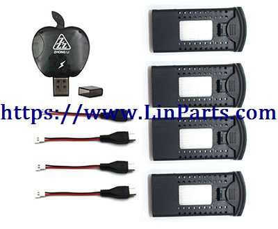 LinParts.com - SG700 RC Quadcopter Spare Parts: Charger head +4pcs Adapter cable + 4pcs battery 3.7V 900mAh