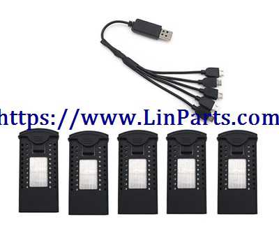 LinParts.com - SG700 RC Quadcopter Spare Parts: 1 charge 5 USB charging cable + 5pcs battery 3.7V 900mAh