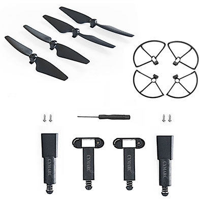 LinParts.com - SJRC F22 F22S 4K PRO RC Drone Spare Parts: Main blades + Spring increase Undercarriage Black + Protection frame Black