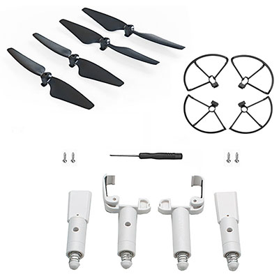 LinParts.com - SJRC F22 F22S 4K PRO RC Drone Spare Parts: Main blades + Spring increase Undercarriage White + Protection frame Black