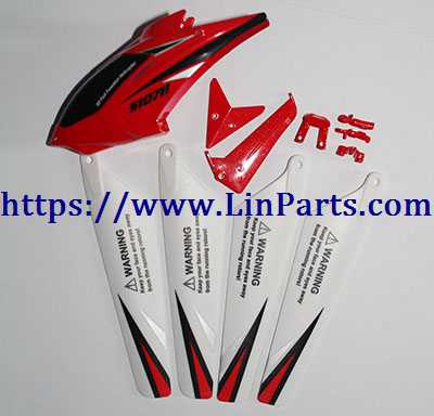 LinParts.com - SYMA S107H RC Helicopter Spare Parts: Head cover + main blade + tail decoration [Red]