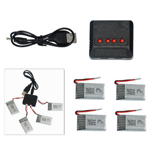 LinParts.com - Syma X15A RC Quadcopter Spare Parts: 4pcs 3.7V 250mAh Battery + Battery Charger Kit /1 charging 4