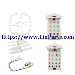 LinParts.com - SYMA X23 X23W RC Quadcopter Spare Parts: Propellers + Protective Frame + 1pcs red and black wire motor + 1pcs black and white wire motor + 2pcs White 3.7V 500mAh Battery