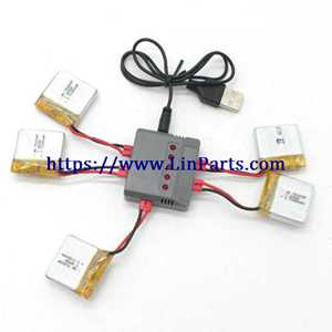 LinParts.com - Syma X26 RC Quadcopter Spare Parts: 5 PCS 3.7V 380mAh Battery + 5 in 1 Charger Set