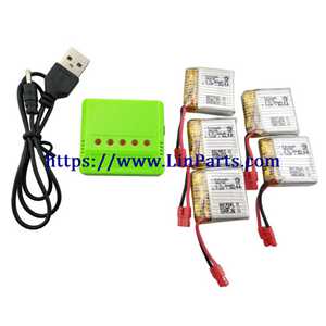 LinParts.com - Syma X26 RC Quadcopter Spare Parts: 5 pcs 3.7V 800mAh Battery + 5 in 1 Charger Set