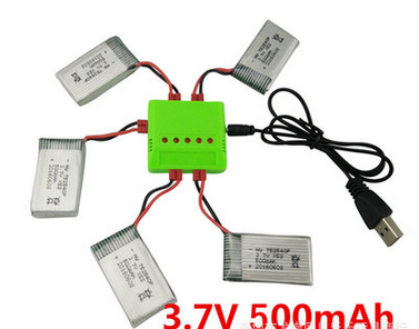LinParts.com - SYMA X5HC RC Quadcopter Spare Parts: 3.7V 500mah lithium battery 5pcs + charger package