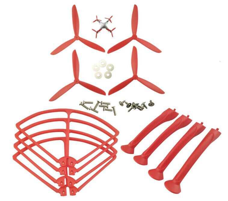 LinParts.com - SYMA X8HC Quadcopter Spare Parts: 4PCS Blades set + 4PCS Support plastic bar + 4PCS Outer frame(Red)