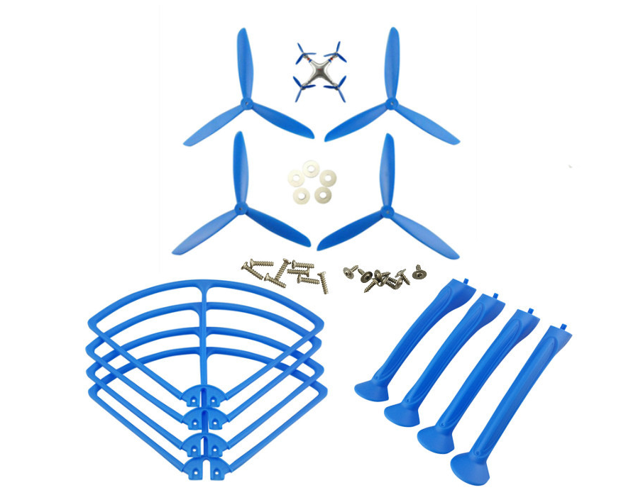 LinParts.com - SYMA X8HG Quadcopter Spare Parts: 4PCS Blades set + 4PCS Support plastic bar + 4PCS Outer frame(blue)
