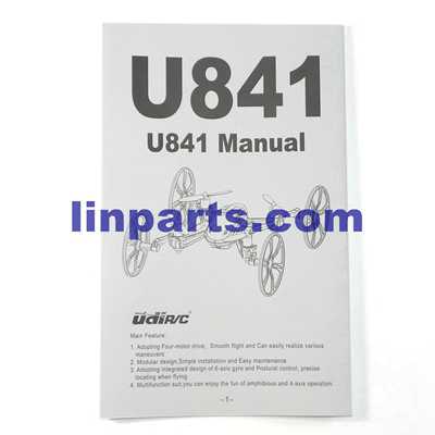 LinParts.com - UDI RC Quadcopter U841 U841-1 HD Spare Parts: English manual instruction book
