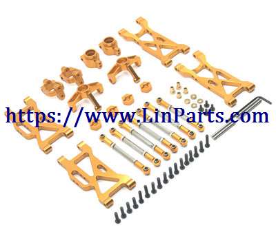 LinParts.com - WLtoys 104001 RC Car spare parts: Metal upgrade parts swing arm + steering cup + tie rod + C seat + rear cup Golden