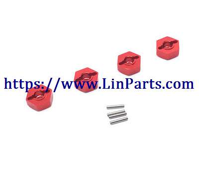 LinParts.com - WLtoys 104001 RC Car spare parts: Metal upgrade Hexagon wheel seat[wltoys-104001-1871]Red