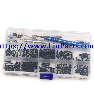 LinParts.com - WLtoys 124019 RC Car spare parts: Screw box + whole car screw + installation tool + swing arm pin + flange sleeve