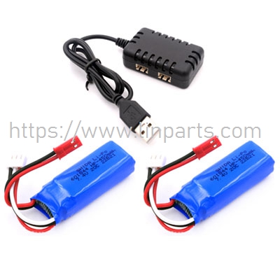 LinParts.com - Wltoys 284131 RC Car Spare Parts: 7.4V 450mAh battery 2pcs + 1 to 2 Charger