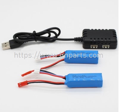 LinParts.com - WLtoys 284161 RC Car Spare Parts: 2pcs 7.4V 400mAh Battery+Dual charging charger