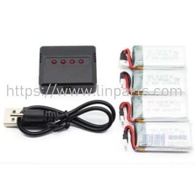 LinParts.com - XK A210-T28 RC Airplane Spare Parts: 3.7V 400mAh Battery + USB Charger set